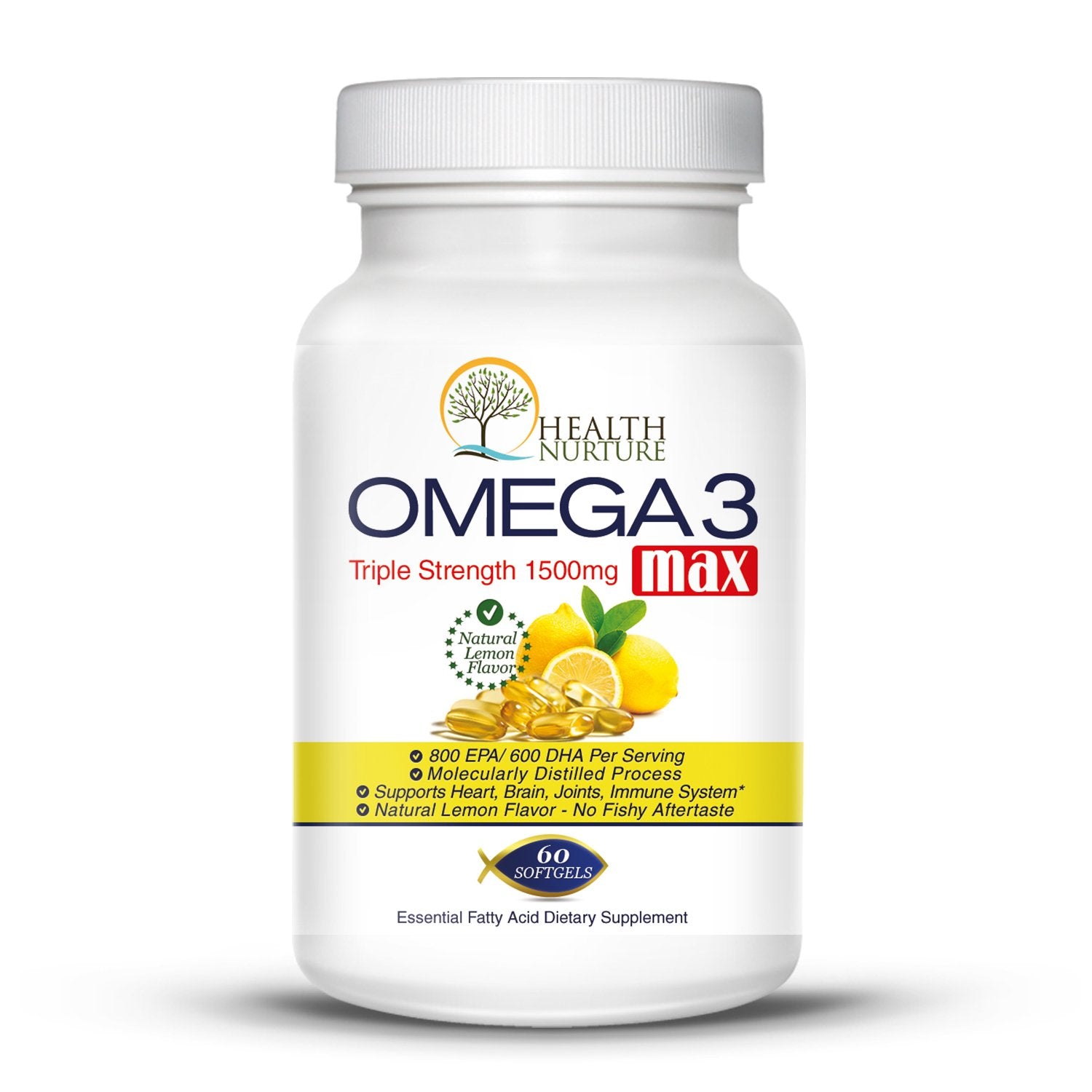 Health Nurture Omega-3 Max bottle-front showing premium oil for daily heart and mood support