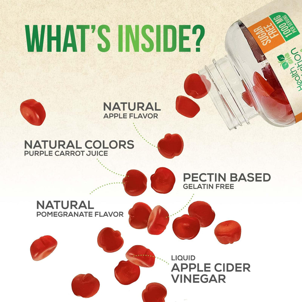 Health Nutrition Naturals gomitas ACV 1000 mg, dosis diaria para apoyo a la rutina.