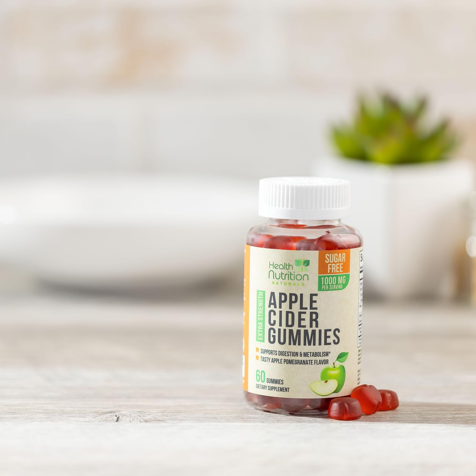 Health Nutrition Naturals gomitas ACV 1000 mg, textura gomosa y sabor suave.