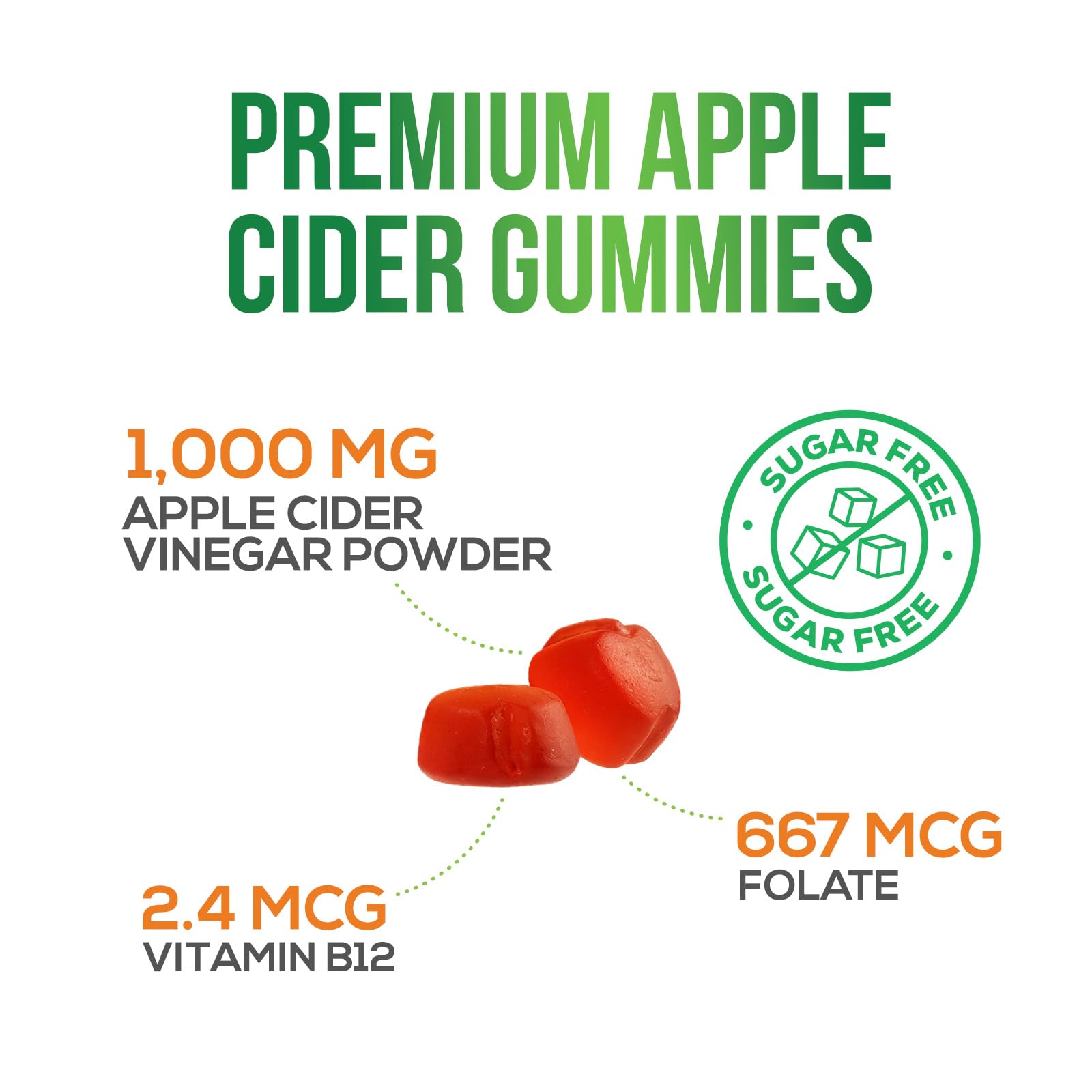 Health Nutrition Naturals Apple Cider Vinegar Gummies 1000mg bottle emphasizing ACV content.