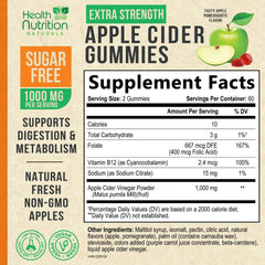 Health Nutrition Naturals Apple Cider Vinegar Gummies being poured from the bottle for convenient daily use.