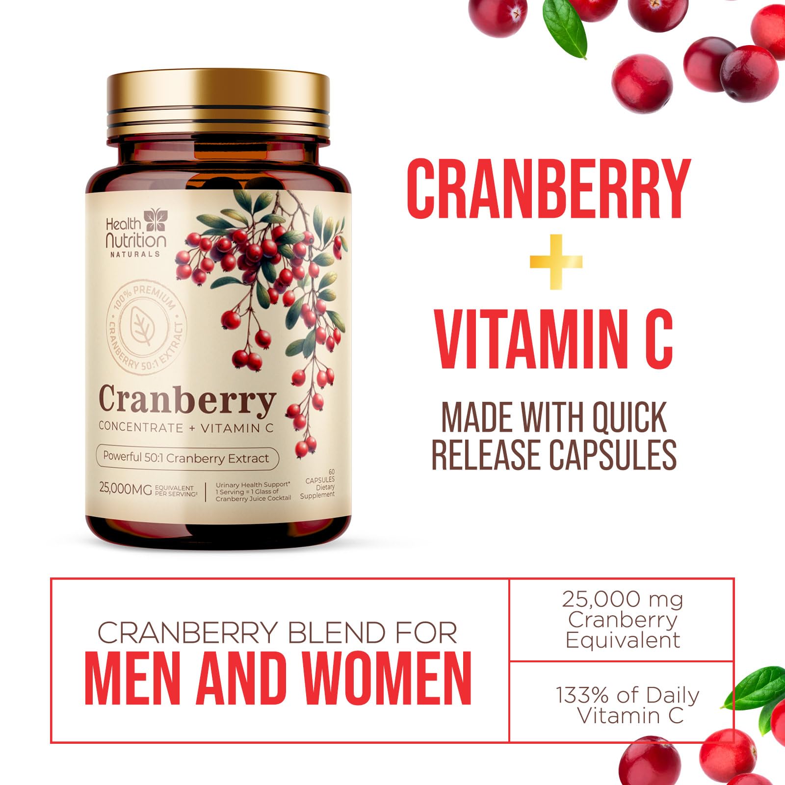 Health Nutrition Naturals Cranberry Pills USA-bottled packaging