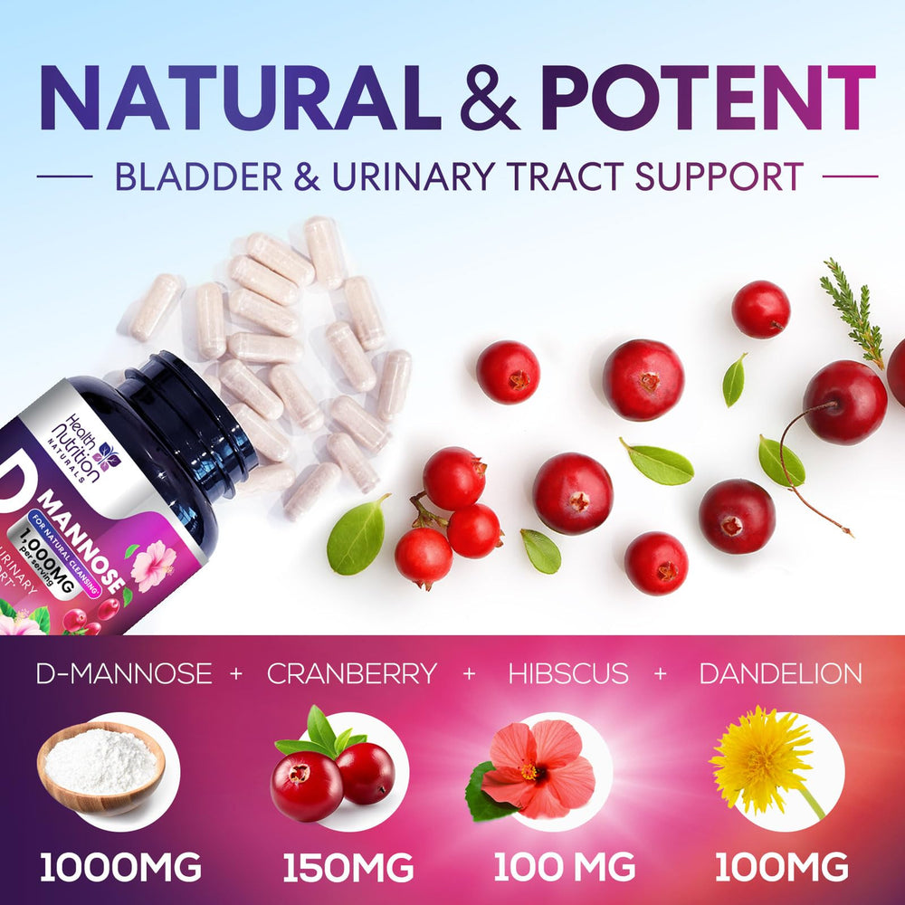 Health Nutrition Naturals D-Mannose con arándano para apoyo urinario