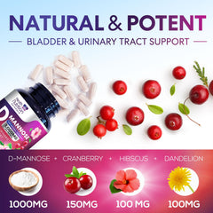 Health Nutrition Naturals D-Mannose con arándano para apoyo urinario