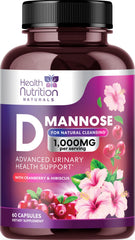 Botella de Health Nutrition Naturals D-Mannose para apoyo urinario natural