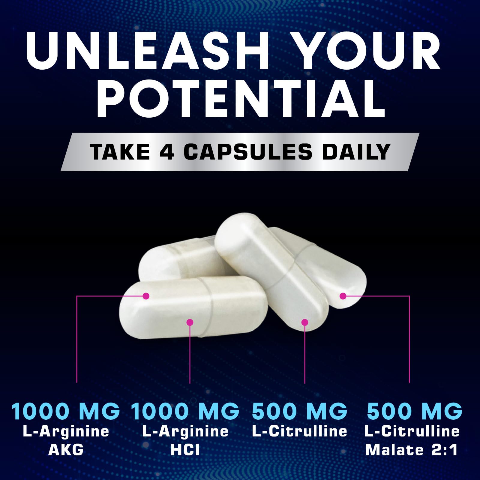 Health Nutrition Naturals Extra Strength Nitric Oxide Booster capsules close-up