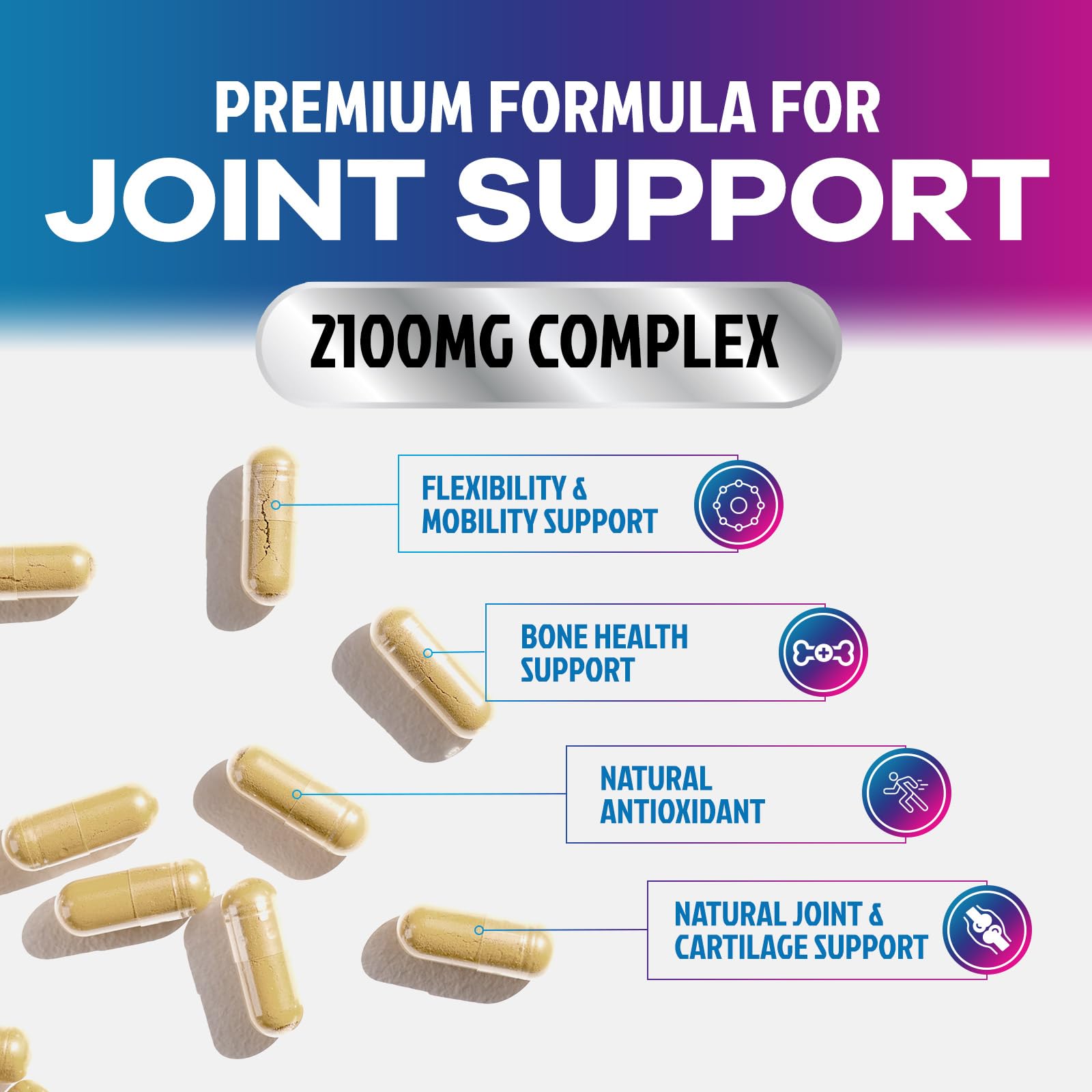Boswellia extract suggests herbal support for joints and mobility.