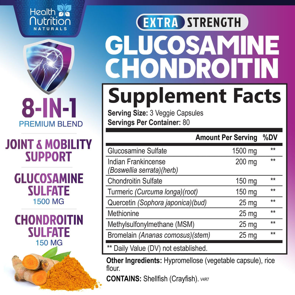 Health Nutrition Naturals Glucosamine Chondroitin 2100mg capsules promote flexible movement.