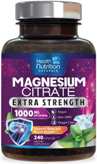 Health Nutrition Naturals magnesium citrate capsules bottle highlights 1000mg per serving.