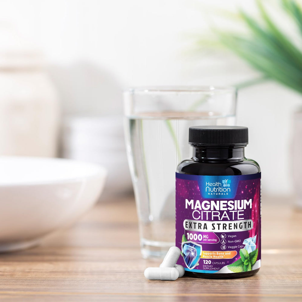 Close-up of easy-to-swallow magnesium citrate capsule