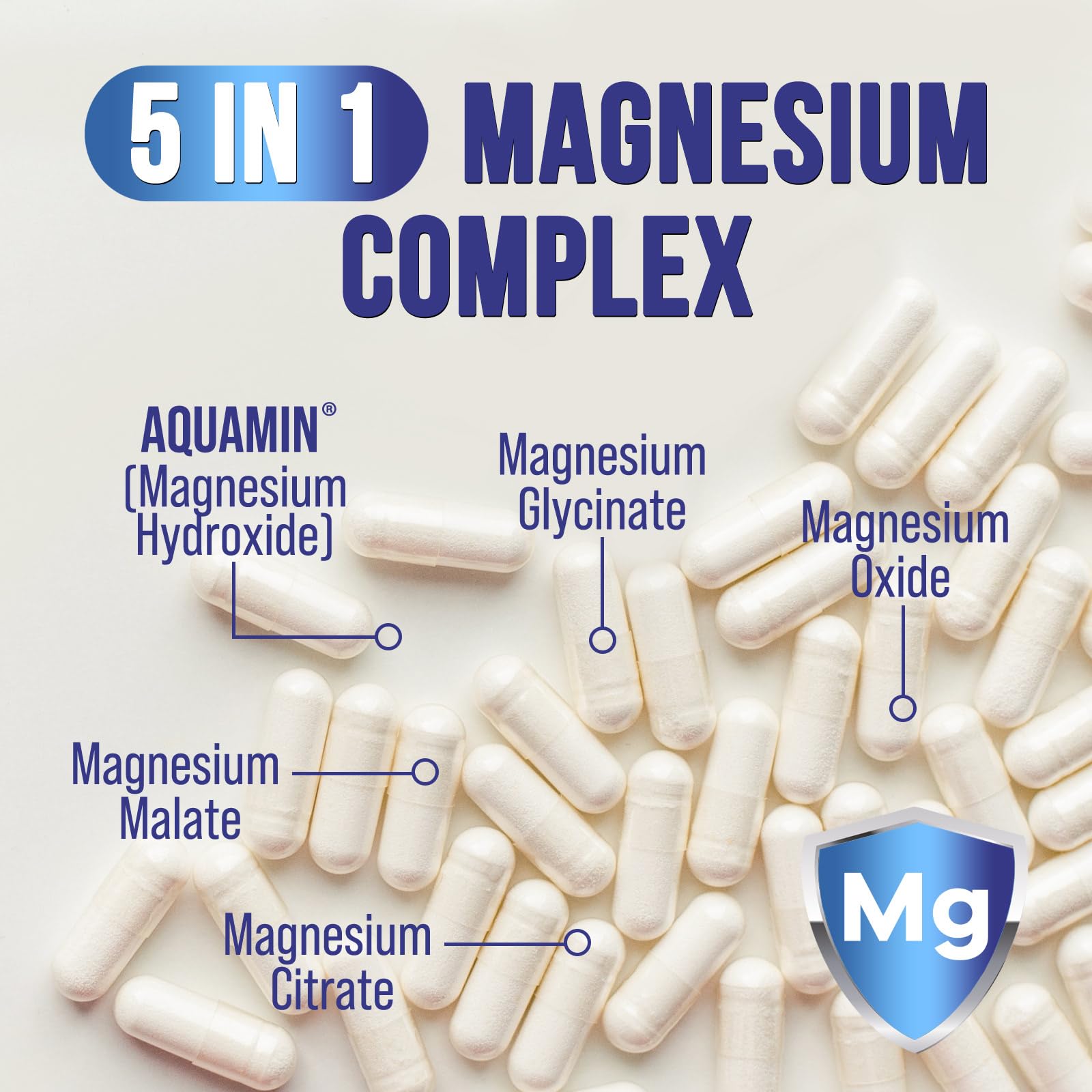 Health Nutrition Naturals Magnesium Complex bottle label showing ingredient blend.