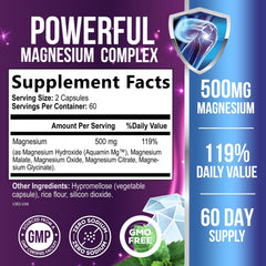 Health Nutrition Naturals magnesium complex capsules ready for daily use to support energy and nerves.
