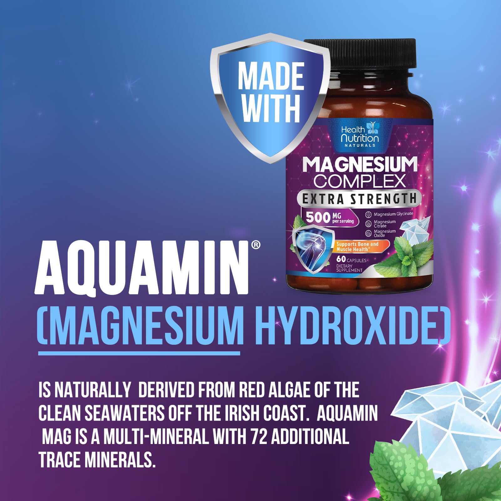 Health Nutrition Naturals Magnesium Complex capsules for everyday activity support.