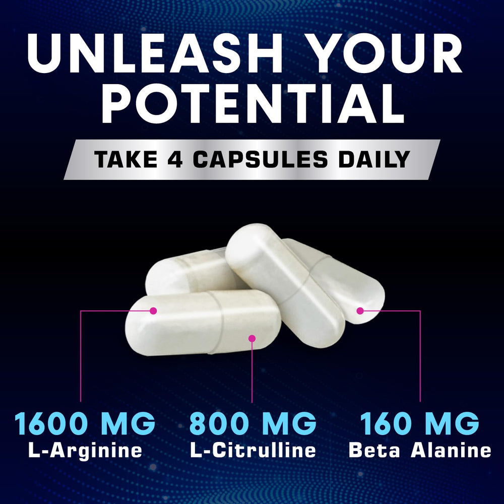 Health Nutrition Naturals Nitric Oxide Booster capsules arranged for pre-workout use.