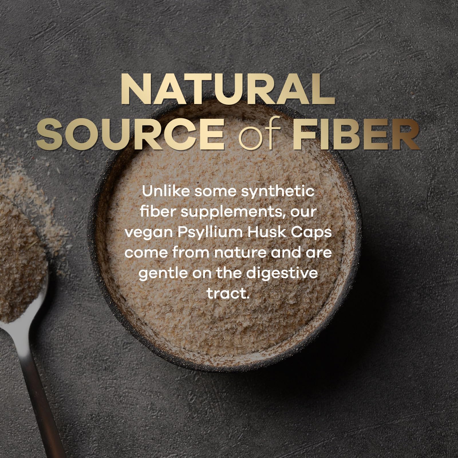 Health Nutrition Naturals psyllium husk capsules bottle-side view showing daily fiber option.