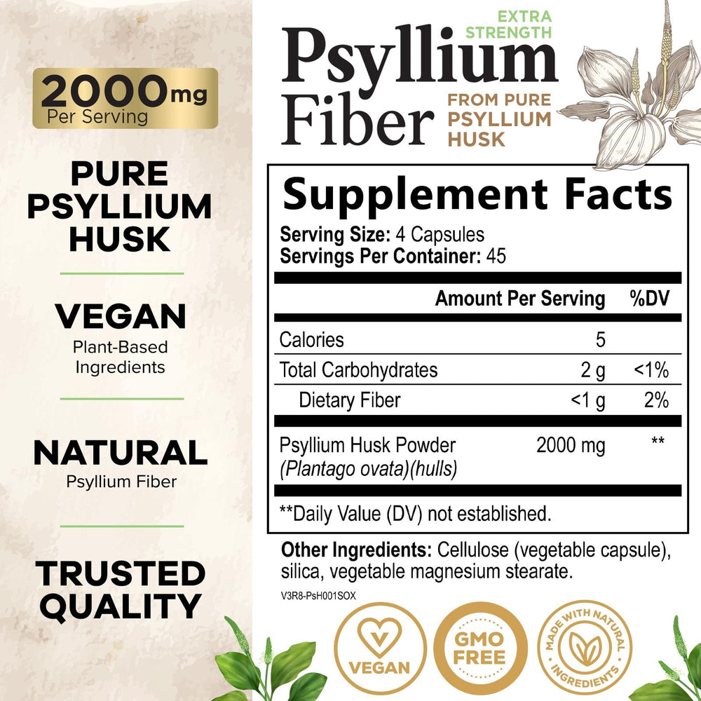 Health Nutrition Naturals bottle top highlighting easy daily fiber capsules