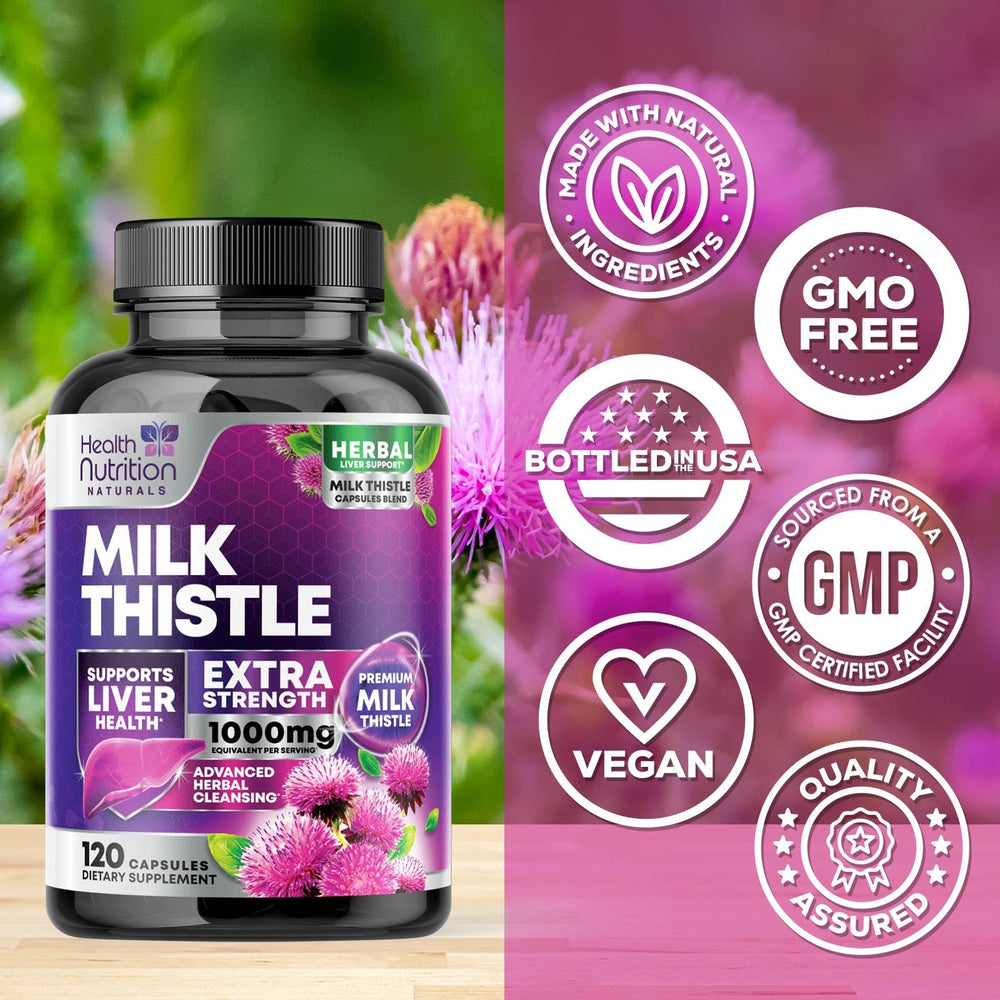 Health Nutrition Naturals Silymarin Marianum component supports liver health.