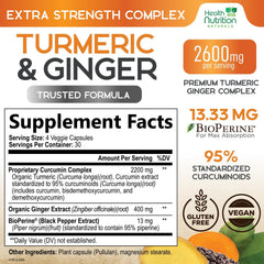 Health Nutrition Naturals Turmeric Curcumin capsules close-up showing high potency for joints