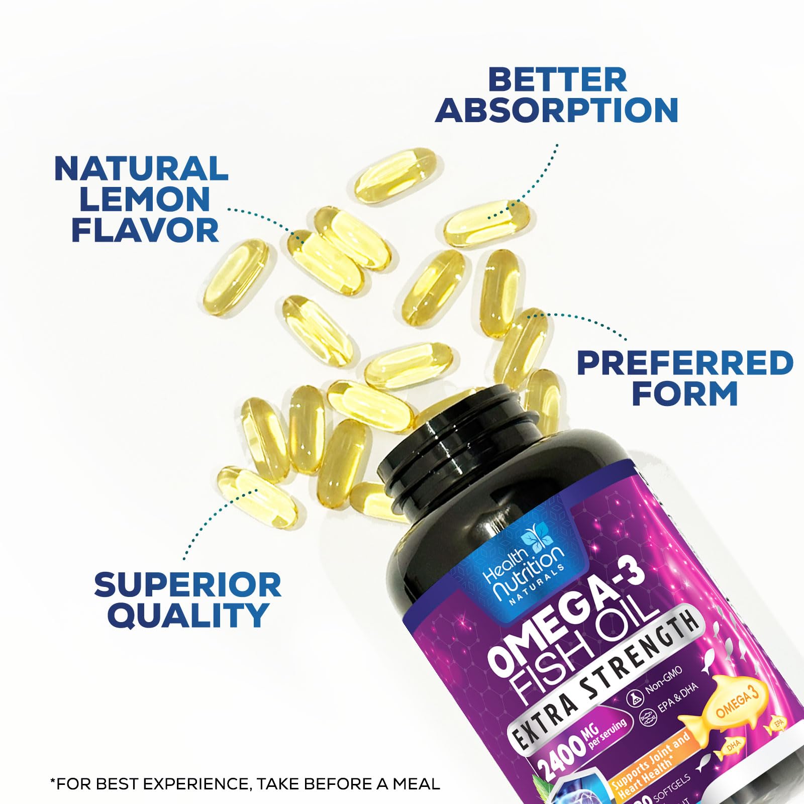 Health Nutrition Naturals USA-made bottle displayed on kitchen shelf