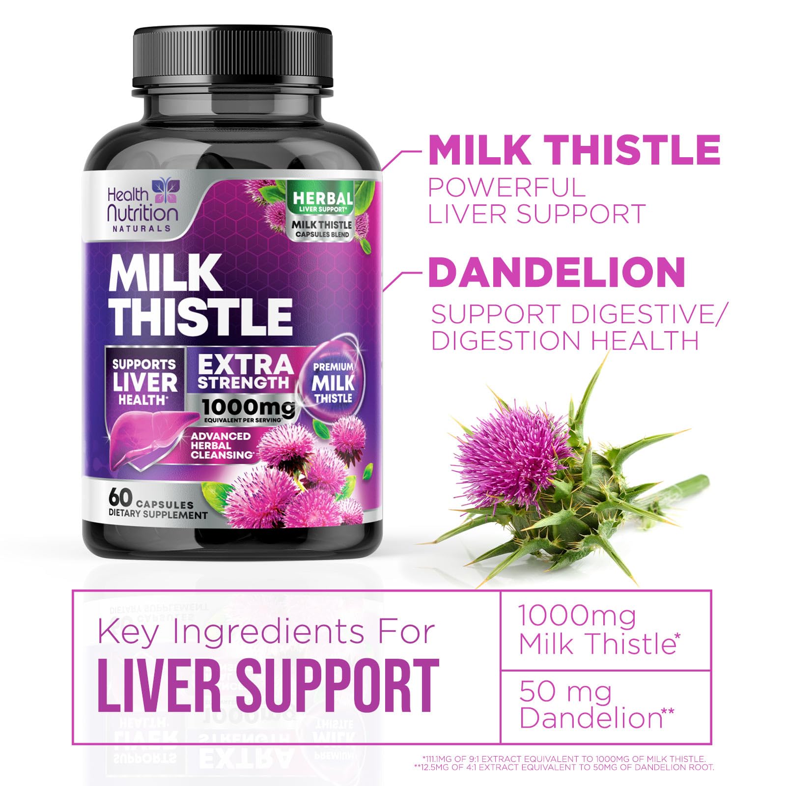 Health Nutrition Naturals vegan capsules ready for plant-based liver health use