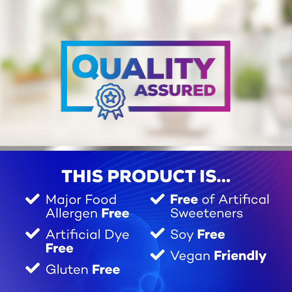 Health Nutrition Naturals Vegan and GMP badge emphasizing quality.