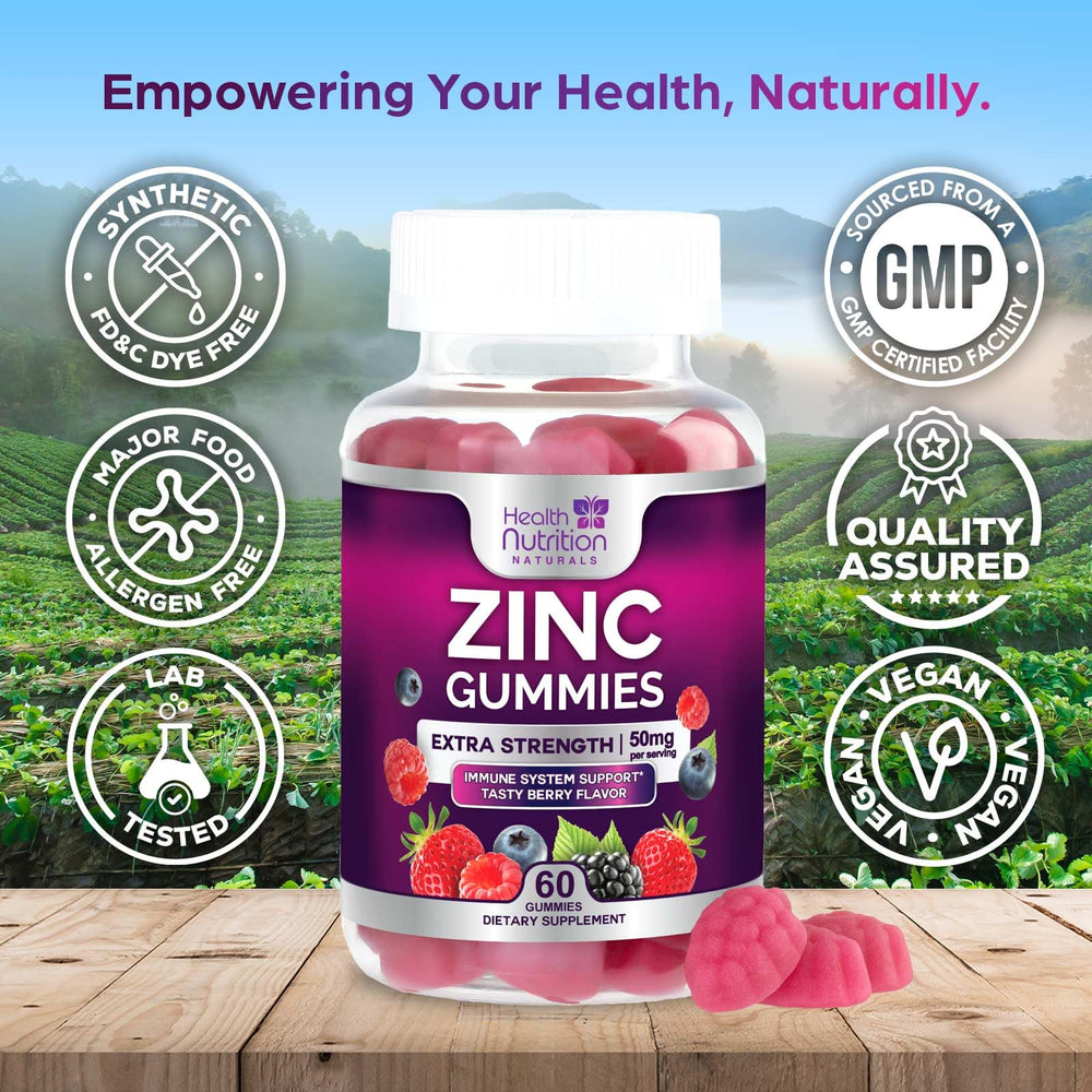 Health Nutrition Naturals Zinc Gummies closeup texture ideal for chewing