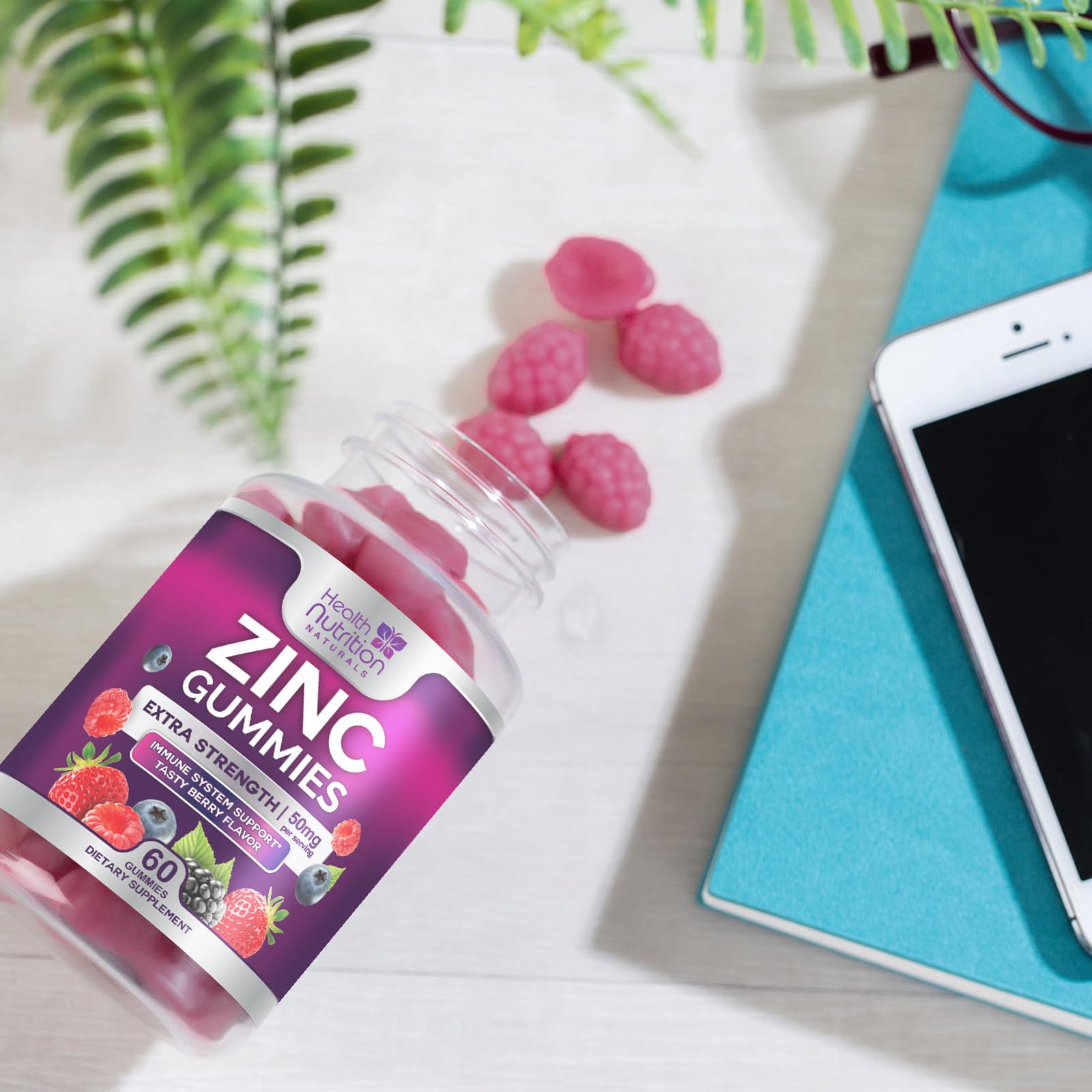 Health Nutrition Naturals Zinc Gummies foil-seal preserves freshness and safety