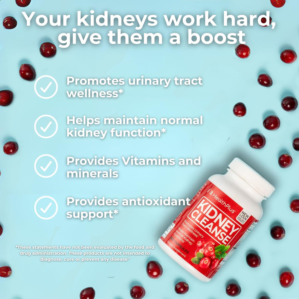 Health Plus Advanced Kidney Cleanse capsules close-up for daily use