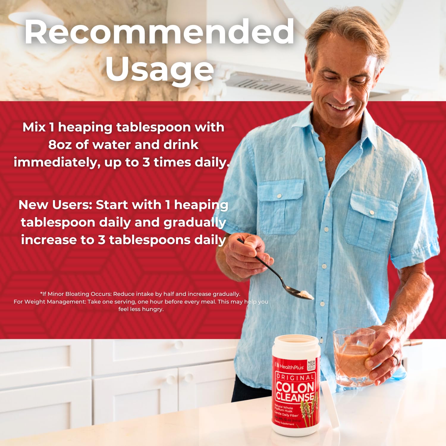 Digestive routine setup with Health Plus Colon Cleanse for meals.