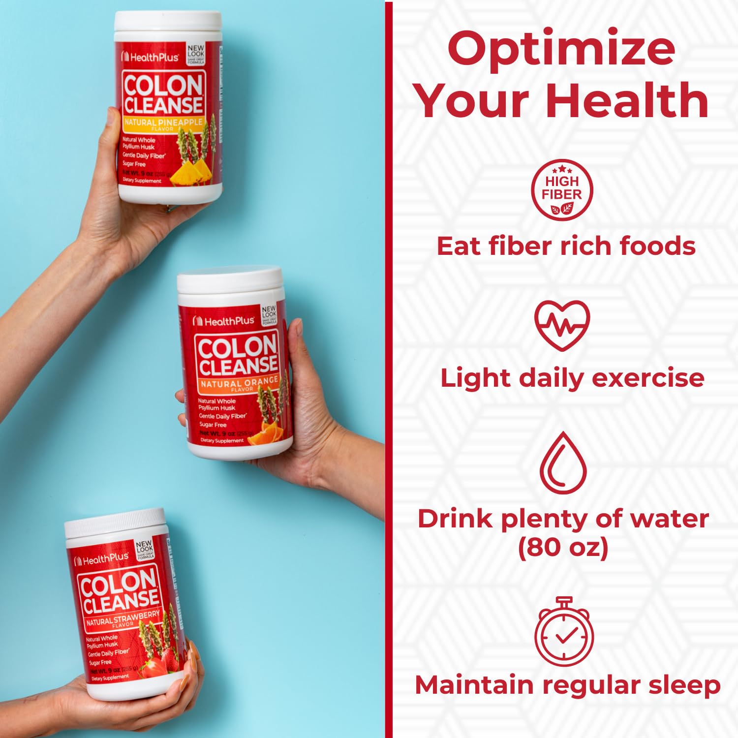 Health Plus Colon Cleanse dissolving powder in water demonstrates fast, smooth mixing.