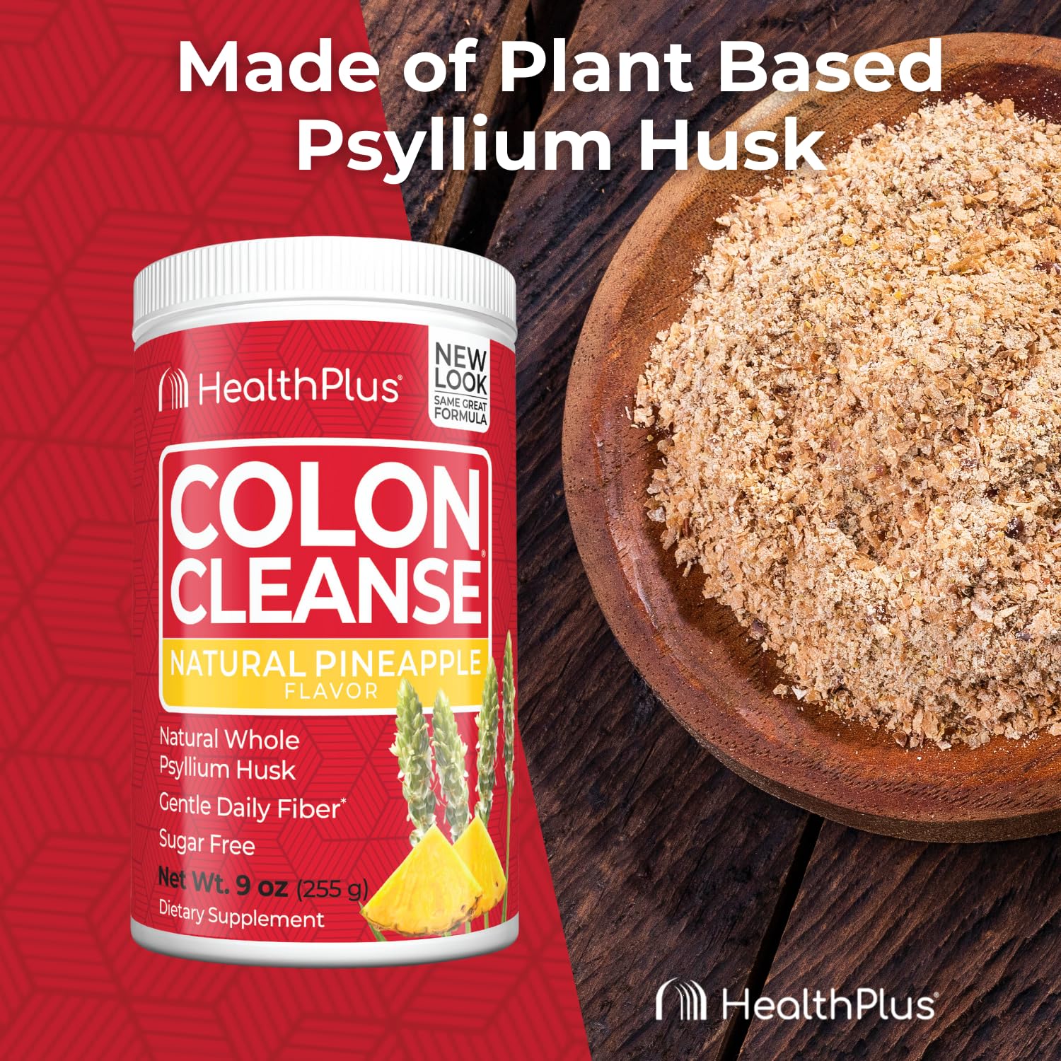 Health Plus Colon Cleanse packaging-back features gluten-free and dairy-free options.