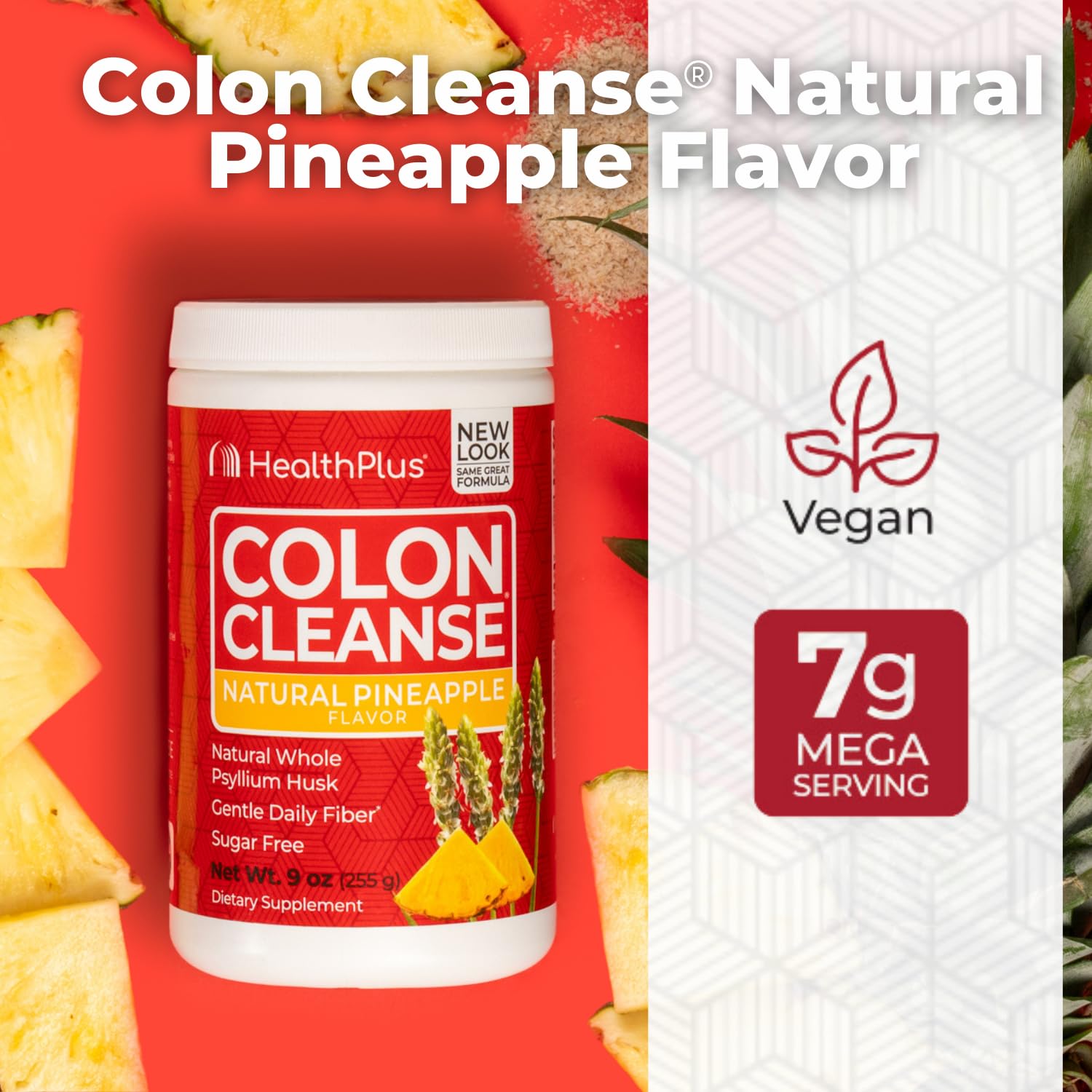 Health Plus Colon Cleanse powder-dissolve captures quick mix for a smooth pineapple flavored drink.