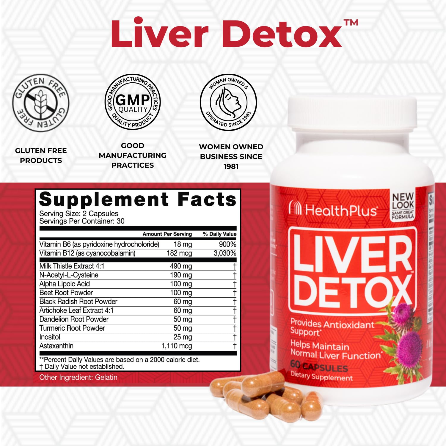 Health Plus Liver Detox capsules neatly arranged for convenient daily use