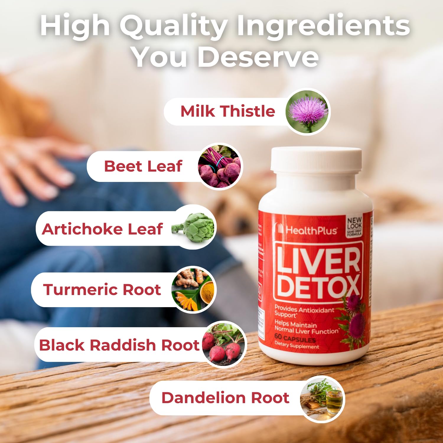 Health Plus Liver Detox milk thistle close-up suggesting traditional herbal care