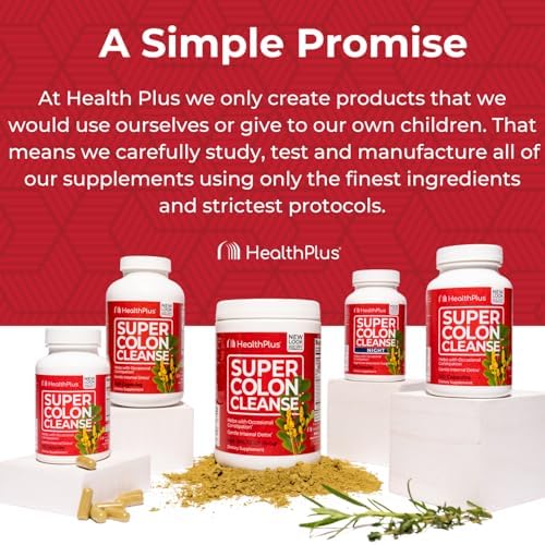 Health Plus Super Colon Cleanse Night Formula product shot highlights easy routine.