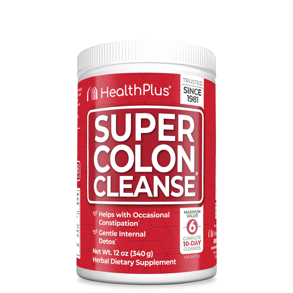 Health Plus Super Colon Cleanse tub on kitchen counter for easy detox
