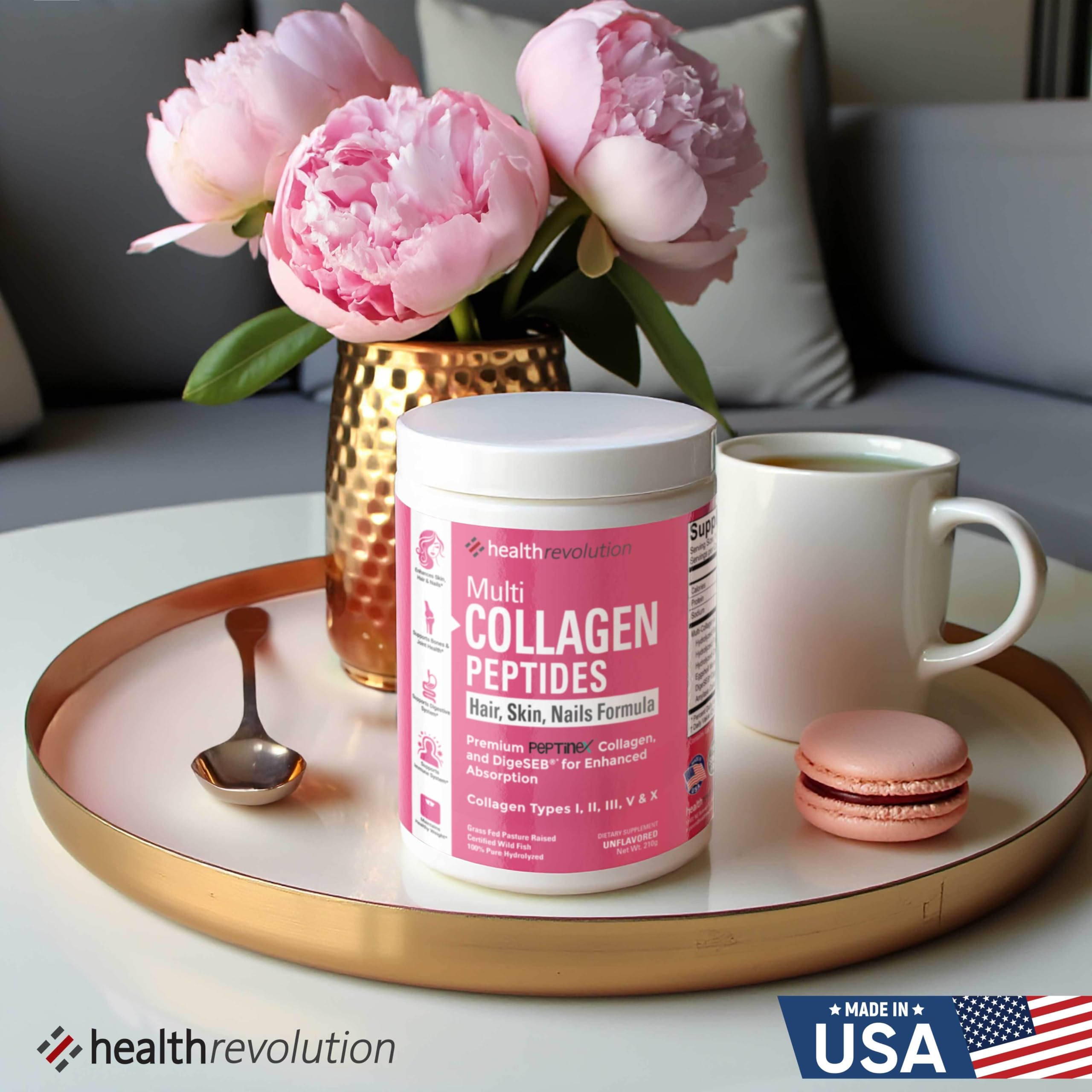 Health Revolution 210g bottle with nutrition facts highlights quality.