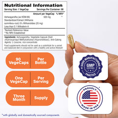 Health Thru Nutrition Ashwagandha capsules closeup showing easy-to-swallow form.