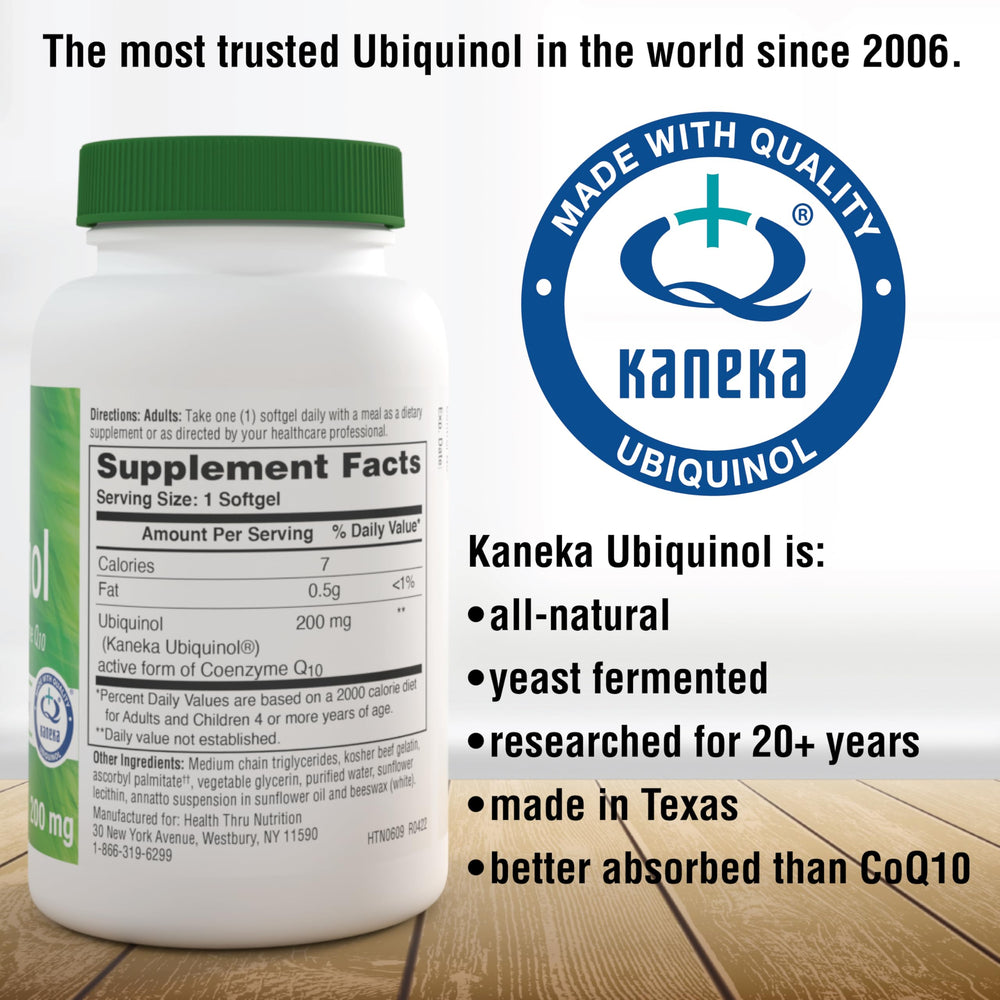Mitochondria icon suggesting energy support from ubiquinol