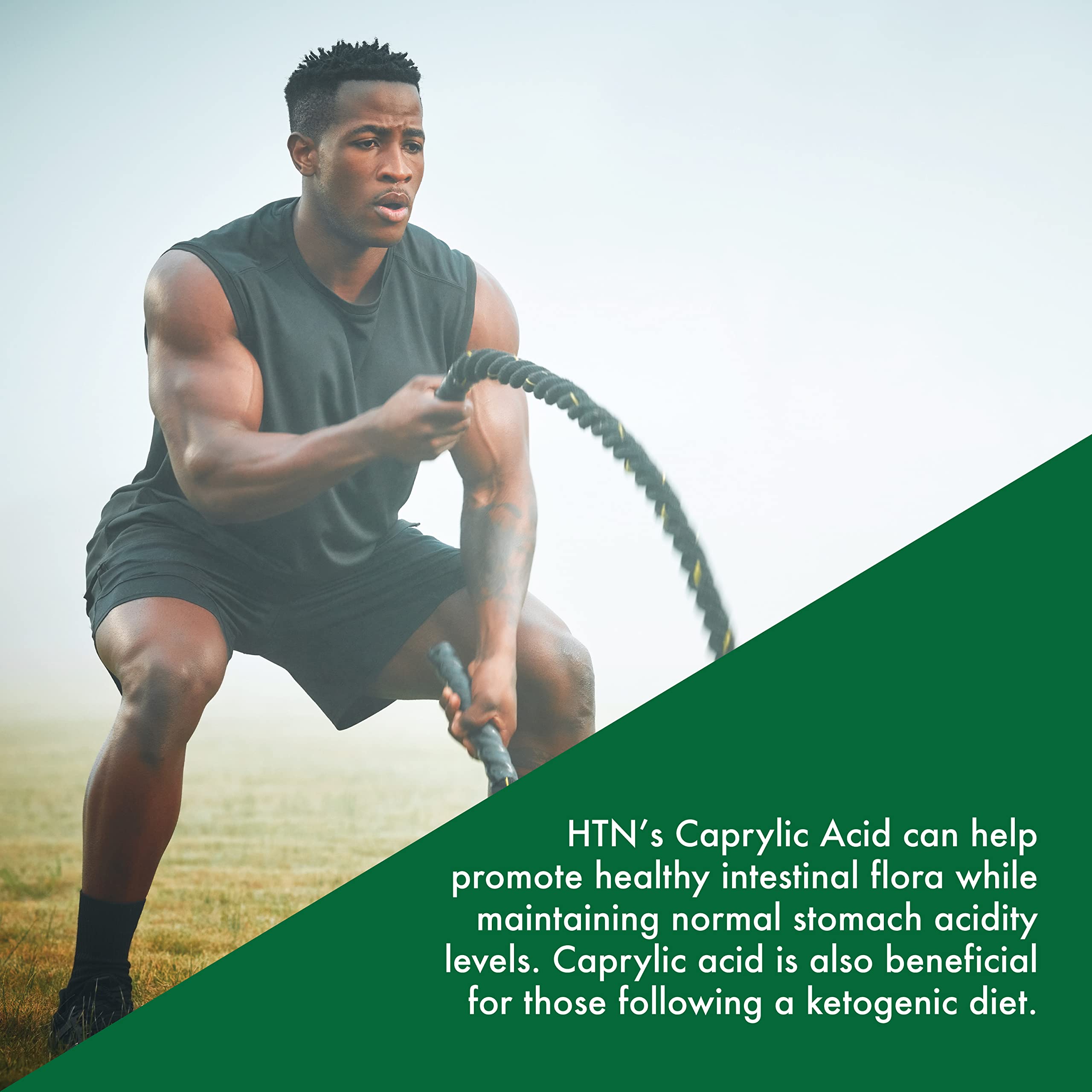 Health Thru Nutrition Caprylic Acid softgels non-GMO and soy-free.