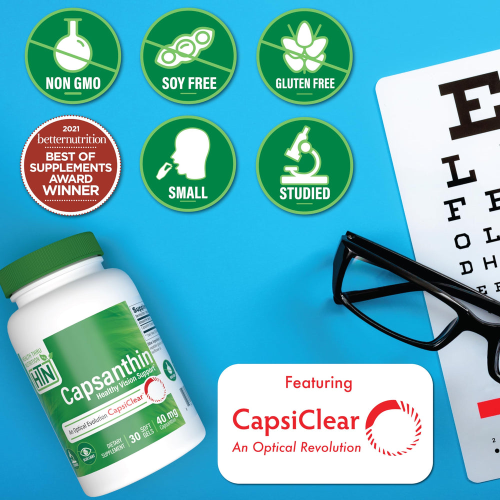 Health Thru Nutrition Capsanthin 40mg MPOD visual graphics illustrates macular pigment support