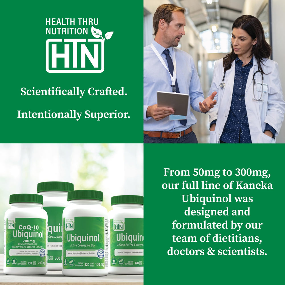 Non-GMO seal on the Health Thru Nutrition ubiquinol bottle