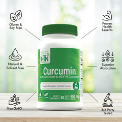Bottle with amber lid demonstrates turmeric supplement for healthy inflammation support.
