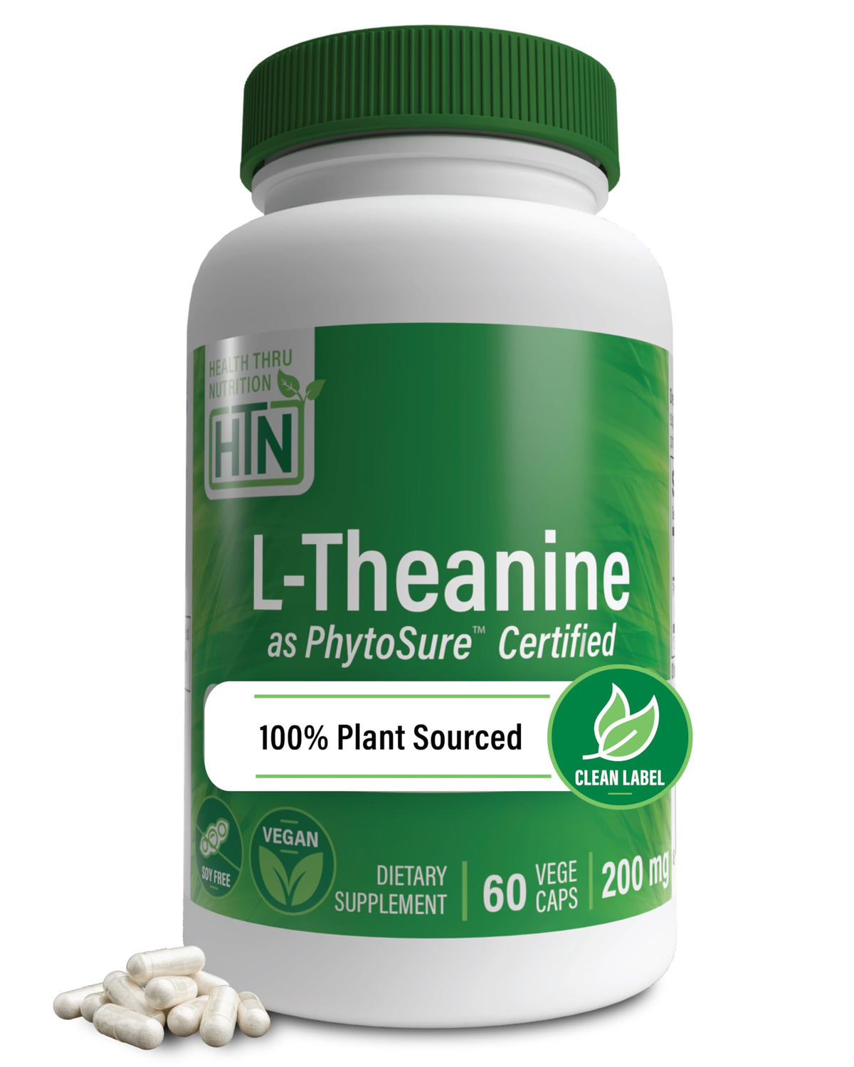 Health Thru Nutrition L-Theanine 200mg bottle for focused calm