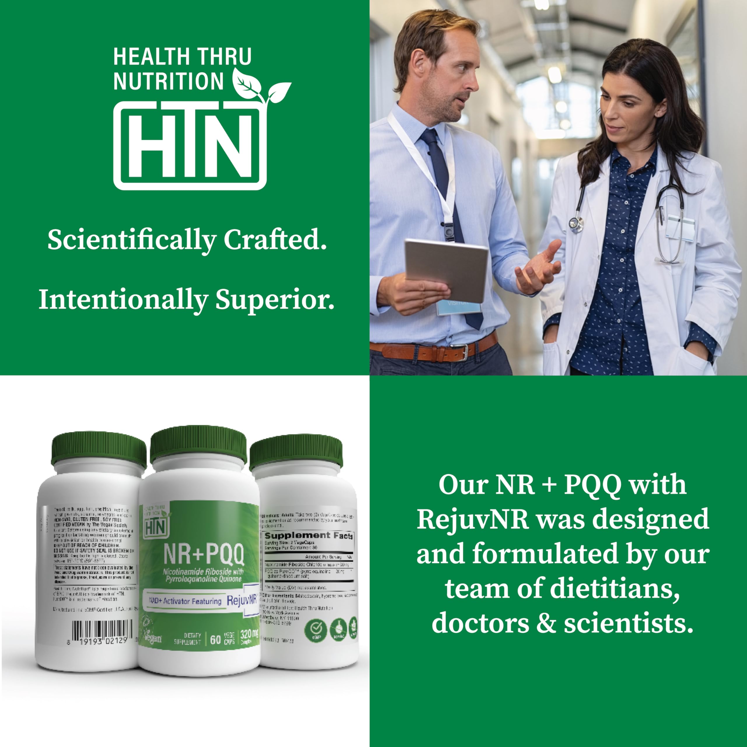 Health Thru Nutrition NAD+ Activator blister pack highlights convenient daily use.