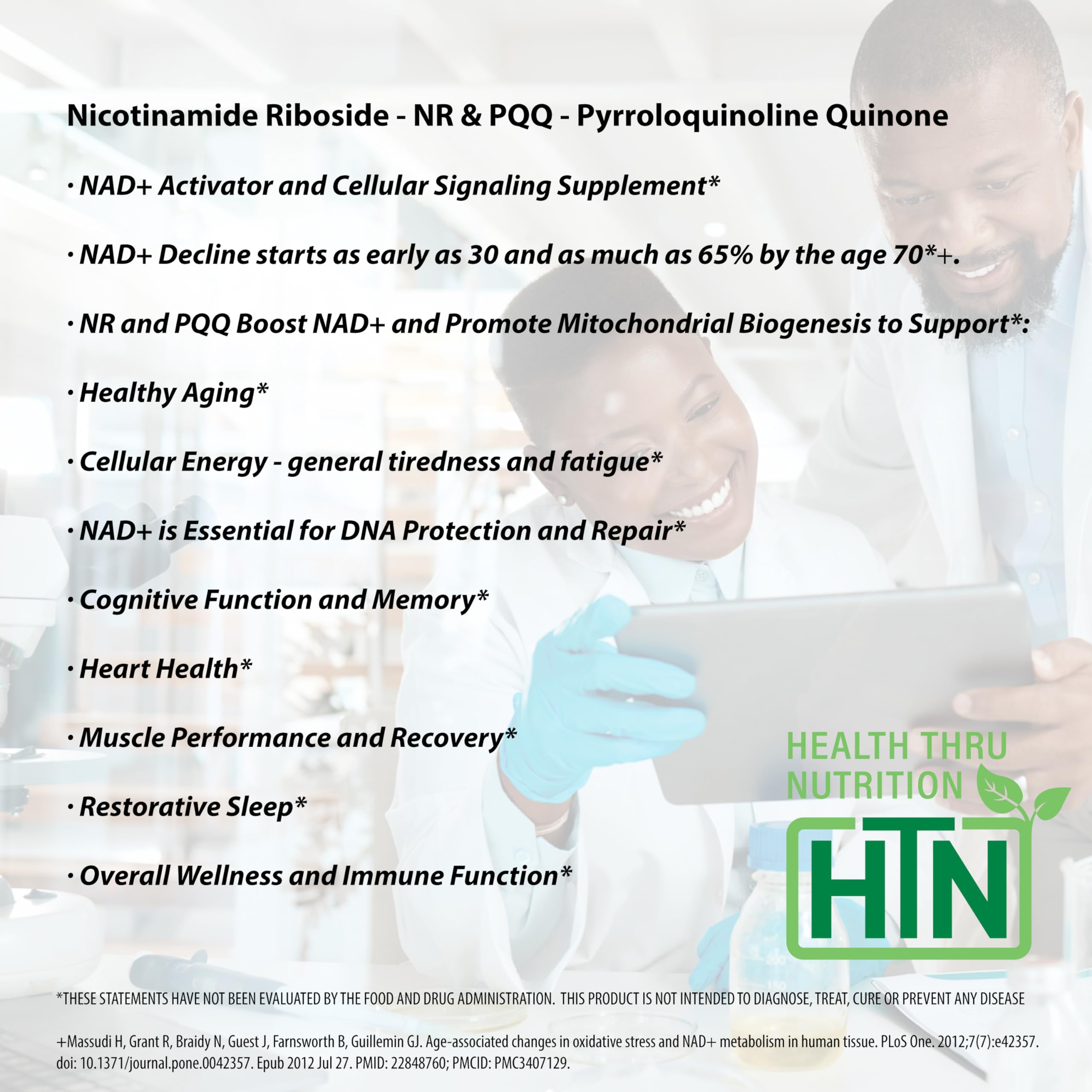 Health Thru Nutrition NAD+ Activator tablets displayed for on-the-go support.