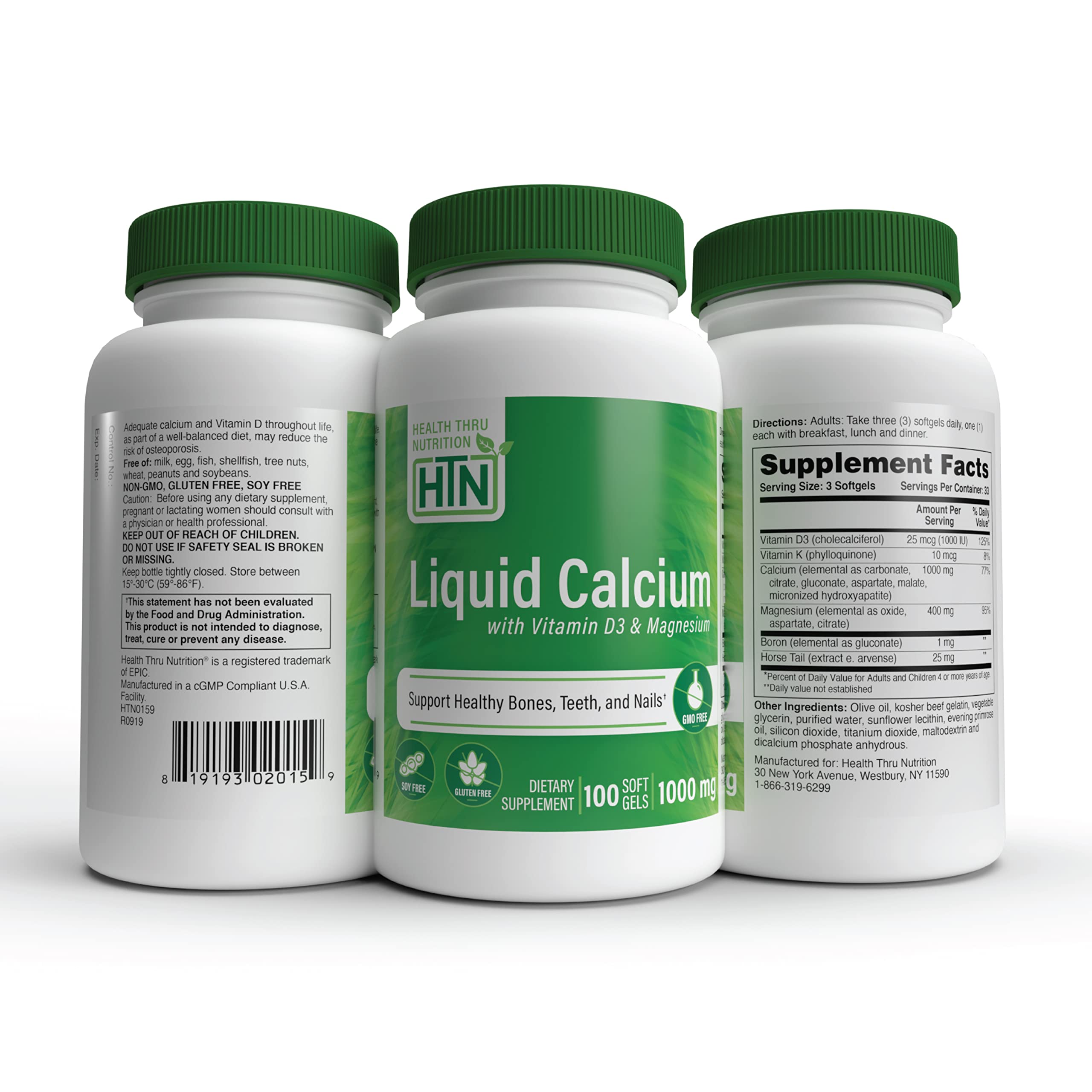 Health Thru Nutrition non-GMO gluten-free liquid calcium bottle suitable for sensitive diets