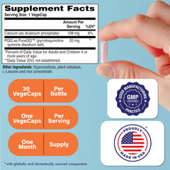 Closeup of Health Thru Nutrition PQQ capsules highlighting vegan formula.