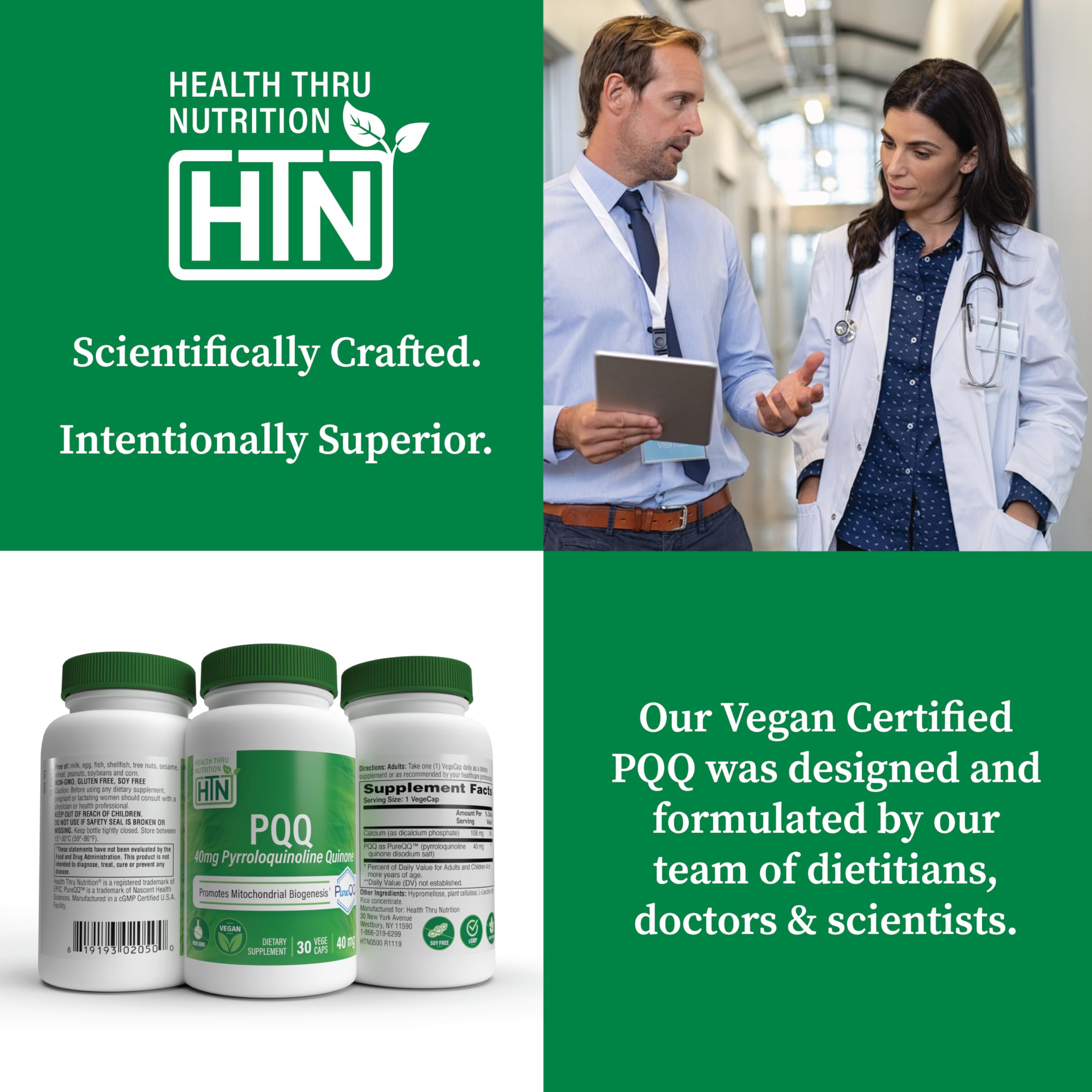 Health Thru Nutrition PQQ lab results graphic supporting third-party potency testing