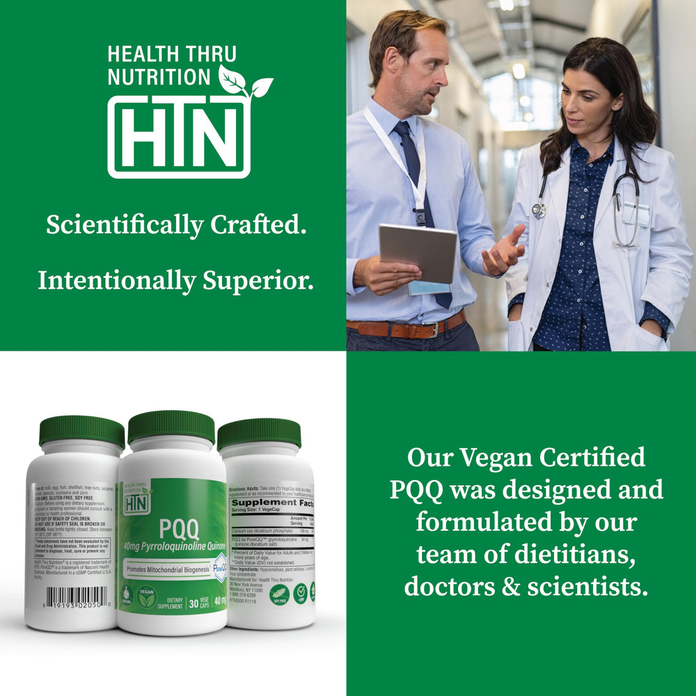 Health Thru Nutrition PQQ lab results graphic supporting third-party potency testing